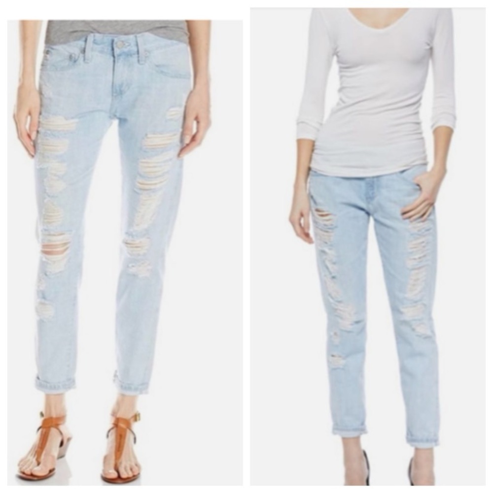 AG AdrianoGoldschmied The Nikki Crop Relaxed Crop Skinny‎  Ripped Jeans
